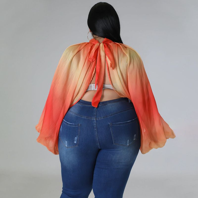 Damen-Oberteil in Übergröße, Übergröße, Damenbekleidung, Rundhalsausschnitt, offener Rücken, Chiffon-Schnüroberteil für Damen_voghion.com