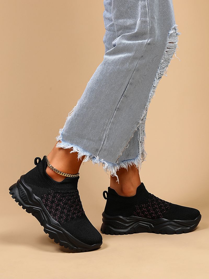 Atmungsaktive Socken-Sneakers für Damen in Übergröße, zum Reinschlüpfen, für faule Schuhe_voghion.com