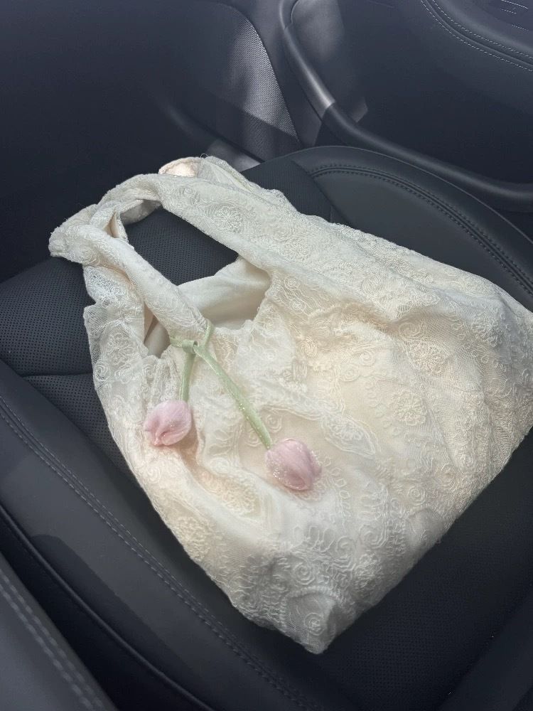 Borsa a tracolla da donna in tela con fiori in pizzo fresco in stile coreano, 2025, grande capacità, da portare sottobraccio_voghion.com