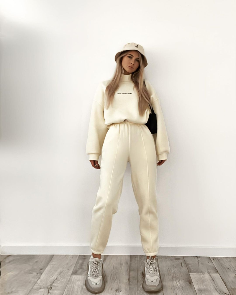 Ensemble deux pièces sweat-shirt imprimé pour femme_voghion.com