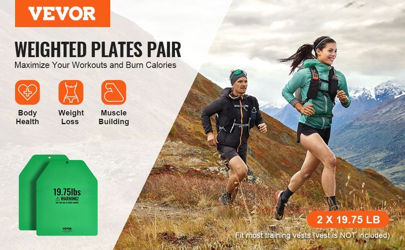 VEVOR Weight Vest Plates For Strength Training Running Workout 2x19.75 LB Plates_voghion.com