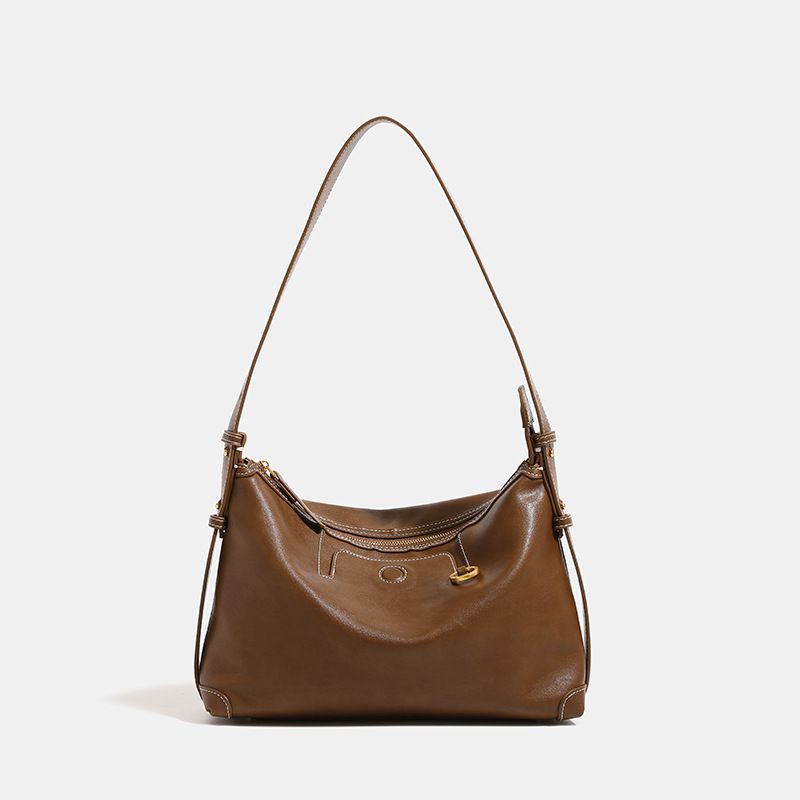 Trace Vegetable Tanned Leather Texture Hobo For Women Suede Underarm Commuter Dumpling Single Shoulder Crossbody Bag_voghion.com