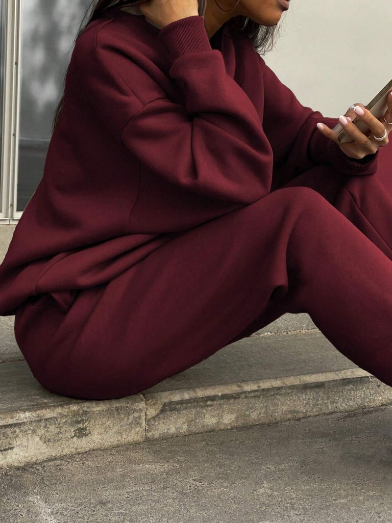 Pantaloni casual da donna, set autunnali, pullover larghi, cerniere, maniche lunghe, tuta da donna, vita elastica, pantaloni solidi, set coordinati_voghion.com