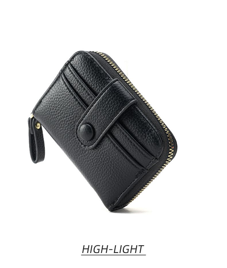 Porta-cartões com estampa de lichia, porta-cartões em formato de sanfona, porta-moedas curto feminino, versão coreana, grande capacidade, compartimento para vários cartões, carteira com zíper_voghion.com