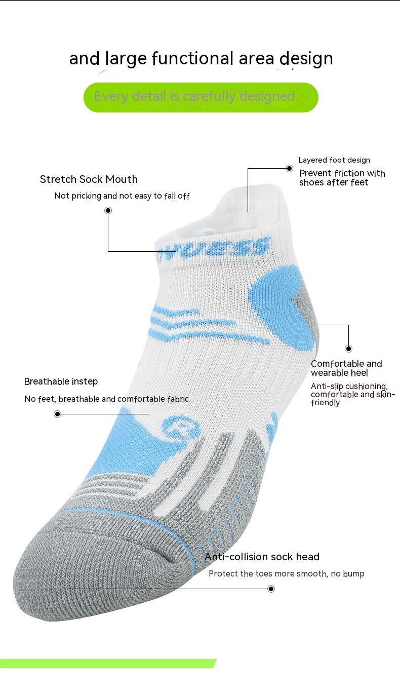 Professionelle Laufsocken für Herren und Damen, kurze Socken, atmungsaktive Radsportsocken mit Handtuchsohle, Badmintonsocken für Herren_voghion.com