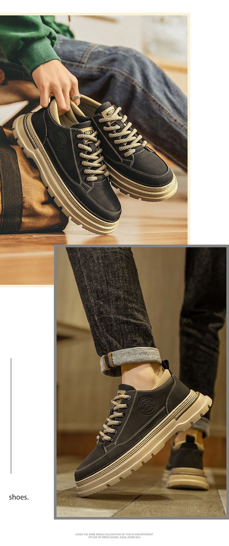 Pánské boty nové podzimní univerzální ležérní pracovní boty pánské martinské boty pánské nízké retro kožené boty sportovní boty_voghion.com