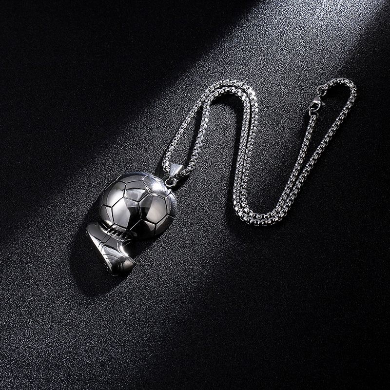 Fashion Soccer Shoe Sneaker Pendant Necklace Football Stainless Steel Chain Necklaces For Men Hip Hop Sports Charm Jewelry_voghion.com