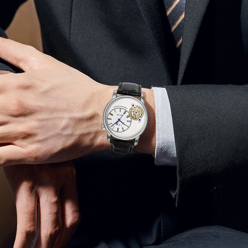 TOMI Herren Business Zifferblatt Geschenkbox Glasfenster Armbandbreite Zeiger Quarzuhr_voghion.com