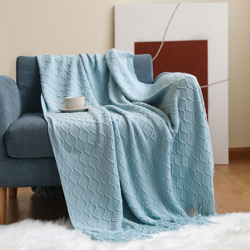 INS sofa knitted small diamond air conditioning bed cover nap blanket_voghion.com