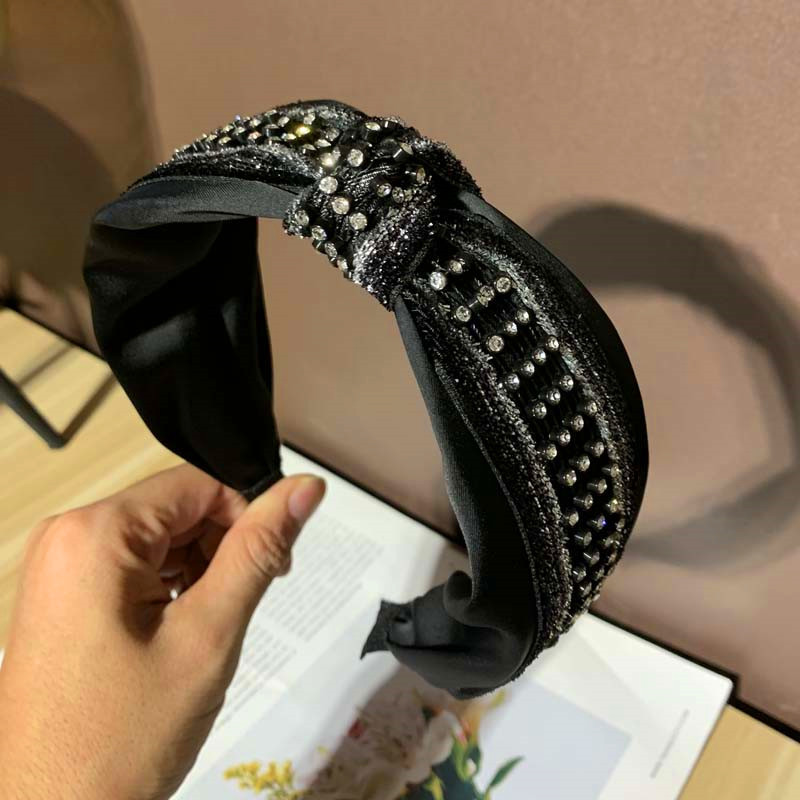 Fascia per capelli coreana con fiocco, alla moda e versatile, set pressato con bordi larghi con cerchio per punte da trapano, accessorio per capelli dolci_voghion.com