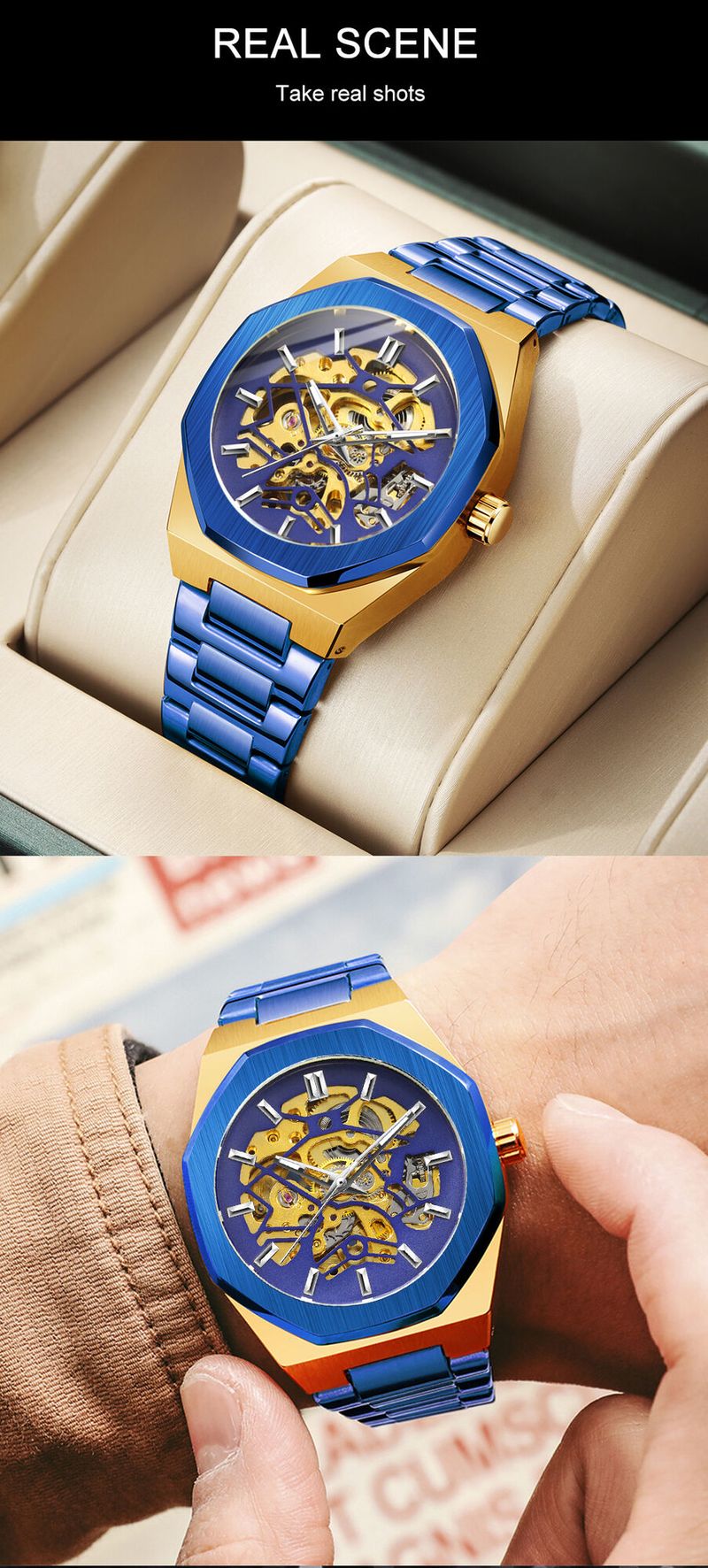FORSINING 344D Top Brand Sport Mechaniczny Design Bezel Modne zegarki Luksusowy zegarek męski Automatyczny zegarek szkieletowy_voghion.com