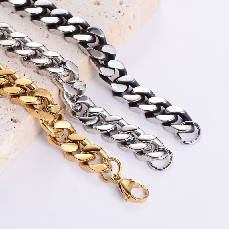 Men's Jewelry Hip Hop Jewelry Stainless Steel Polished Four Sided Grinding Necklace Cuban Chain Necklace_voghion.com