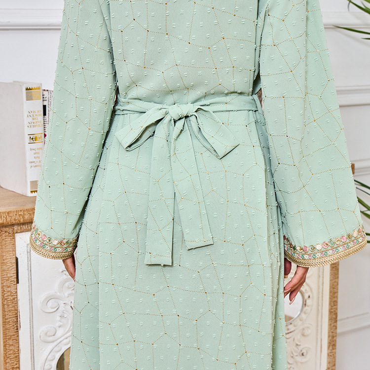 Vrouwen Midden-Oosterse Marokkaanse nieuwe moslim abaya geborduurde stijlvolle comfortabele jurk abaya_voghion.com