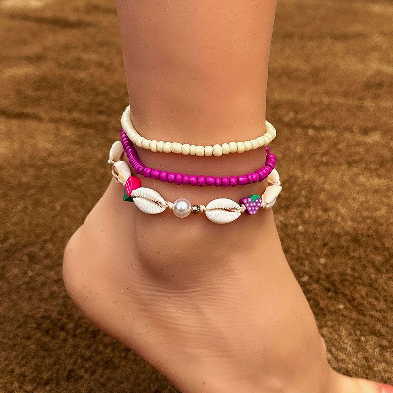 Cavigliera con ciondolo a forma di conchiglia e stella marina, stile bohémien, per accessori da spiaggia da donna_voghion.com