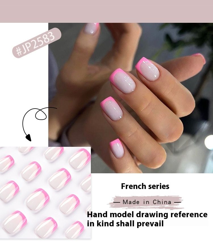 Panel de uñas de moda para usar en estilo corto Panel de uñas francés minimalista rosa_voghion.com