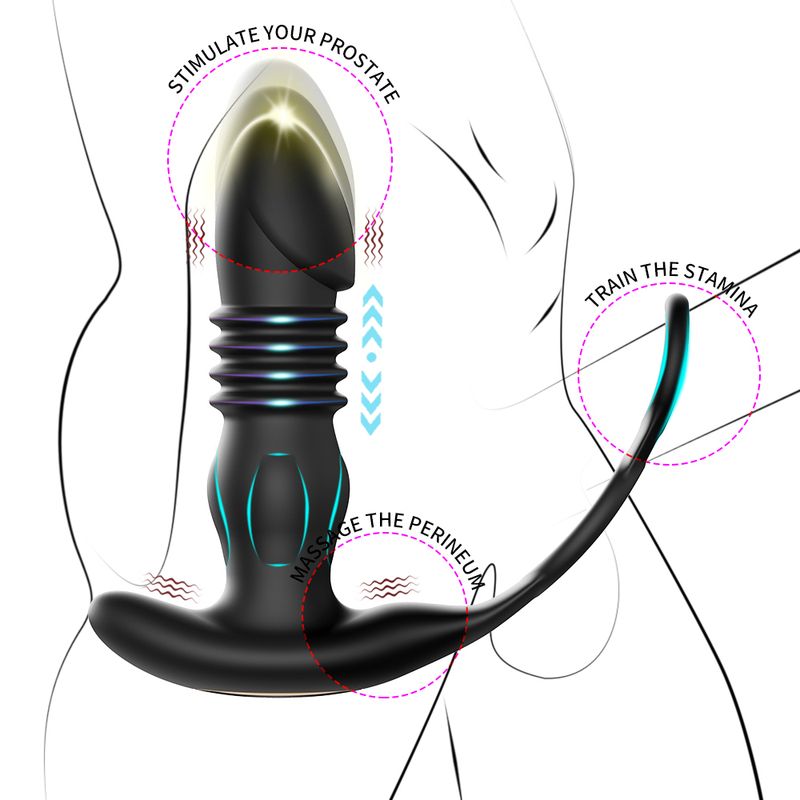 Hande Großer wiederaufladbarer Anal-Prostata-Massagevibrator aus Silikon mit Fernbedienung, langer vibrierender Butt Plug, große Analkugeln für Frauen und Männer_voghion.com