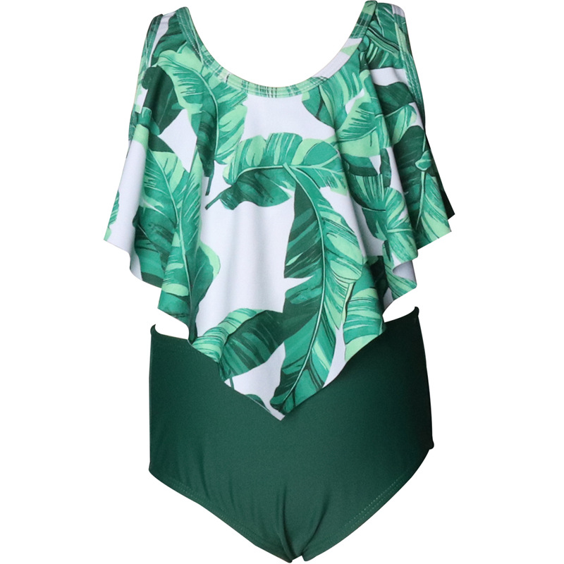 Maillot de bain familial, maillot de bain pour enfants, double bord volant, pour filles_voghion.com