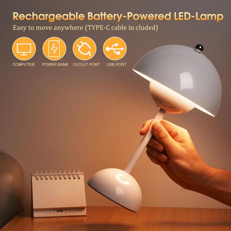 Wiederaufladbare Blumentopflampe – süße Pilz-Touch-Lampe fürs Babyzimmer, rosa dimmbares Nachtlicht für den Innen- und Außenbereich_voghion.com