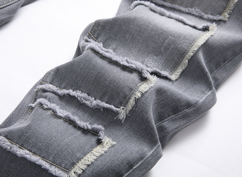 Heren Slim Fit Stretch Jeans - Trendy Grijze Denim Broek met Elastisch Comfort, Mid-Rise Casual Broek_voghion.com