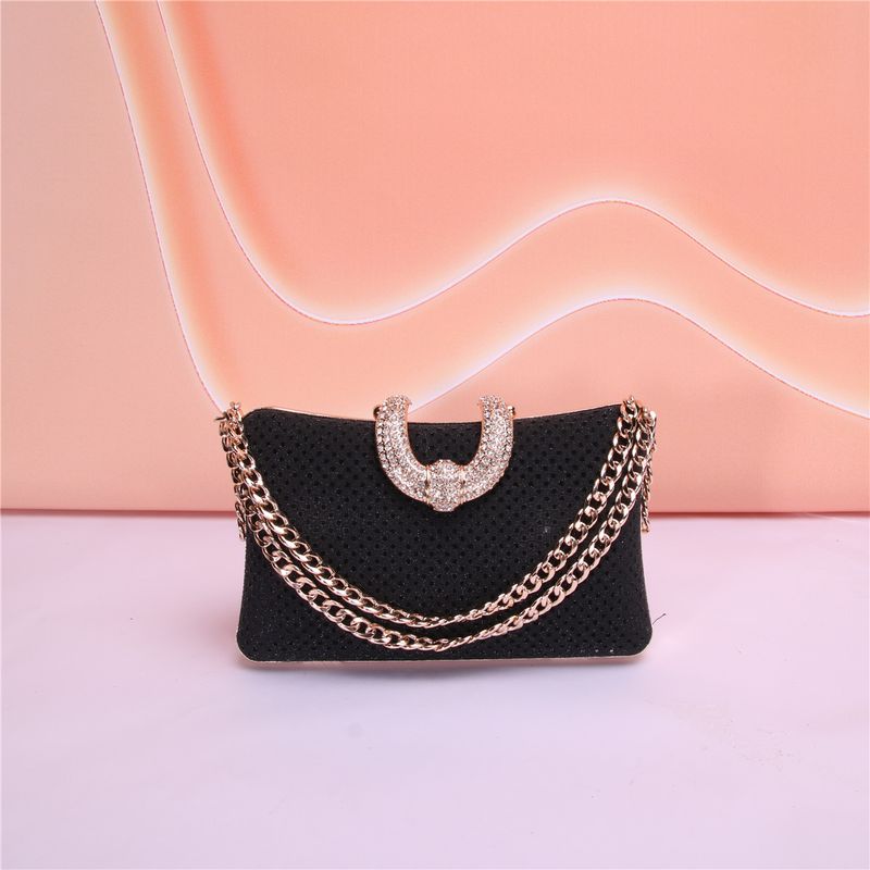 New Fine Glitter Double Chain Decoration Metal Pillow Shaped Handbag Party_voghion.com