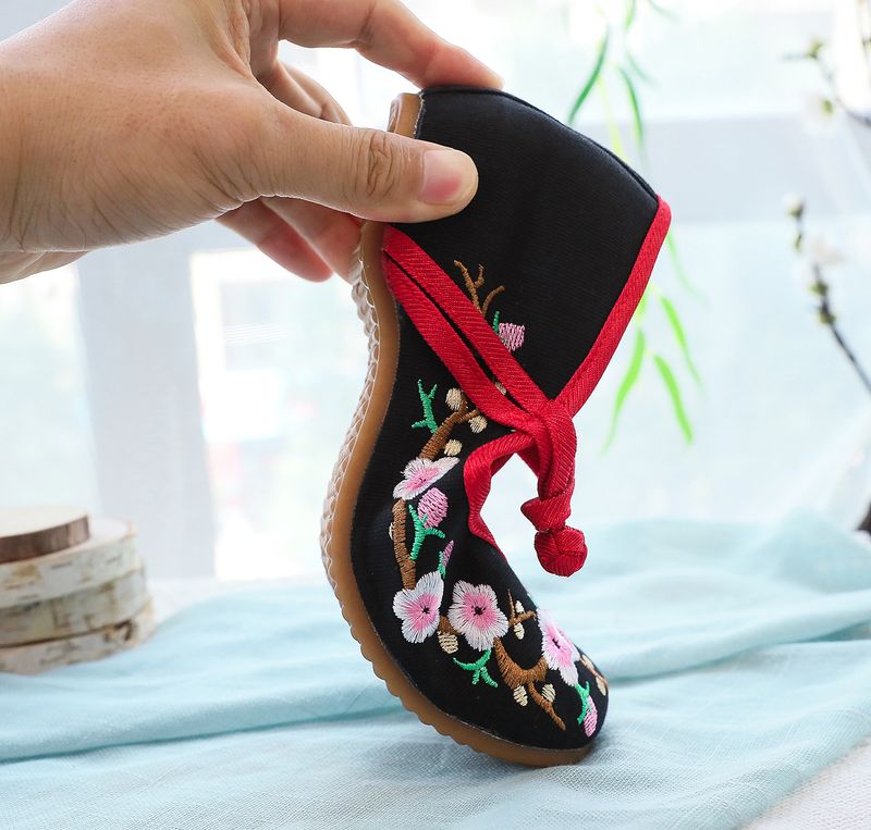Scarpe da ballo quadrato in tessuto ricamato, con punta bassa, tacco basso, scarpe singole da donna primaverili e autunnali_voghion.com