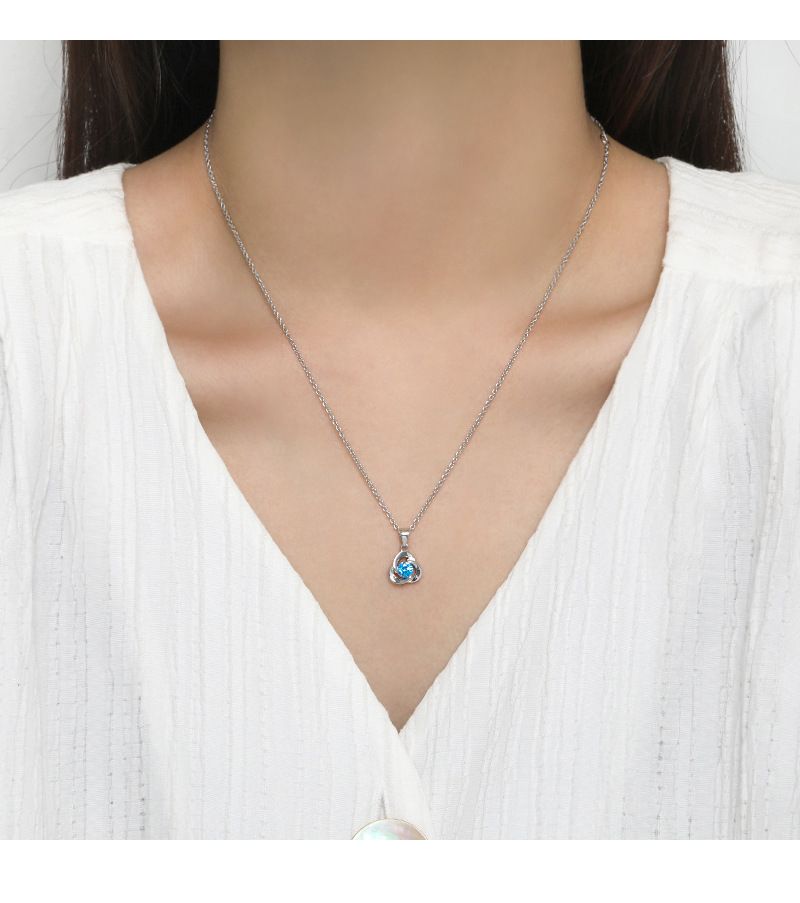 Collana con ciondolo a forma di petalo di rosa, catena per clavicola, semplice, con cuore dell'oceano e trifoglio rotante, da donna_voghion.com