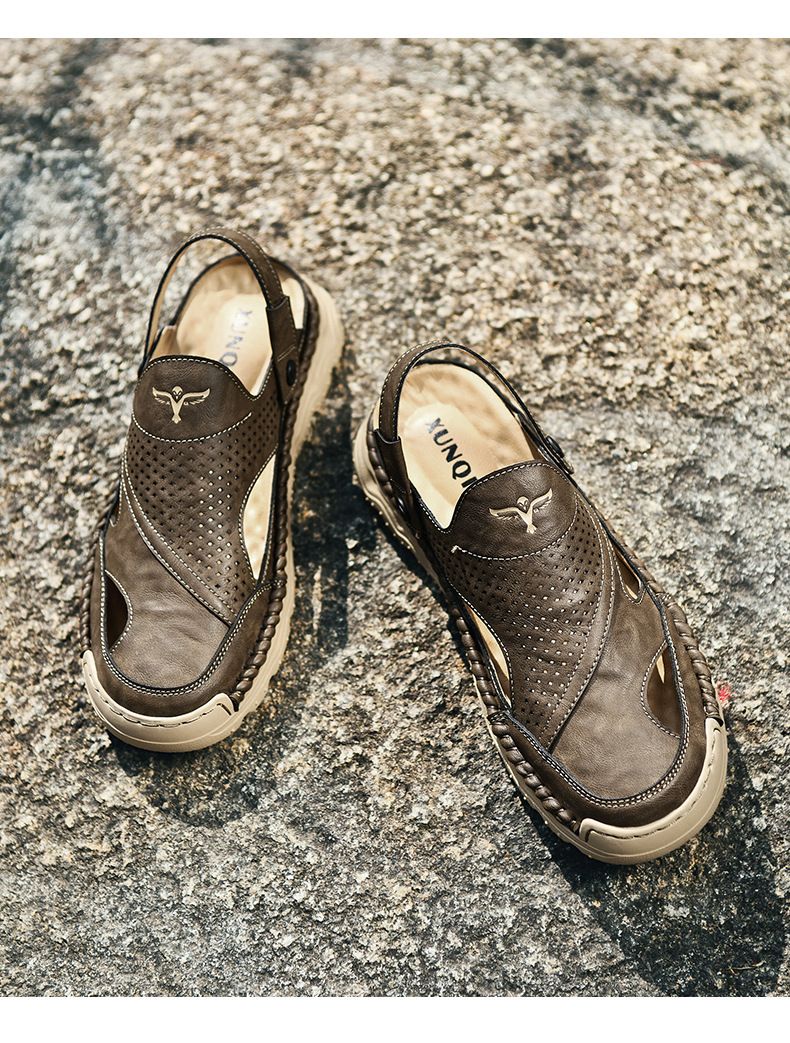 Nuove scarpe da spiaggia estive oversize di fascia alta, sandali, antiscivolo, streaming cucito a mano, scarpe da uomo_voghion.com