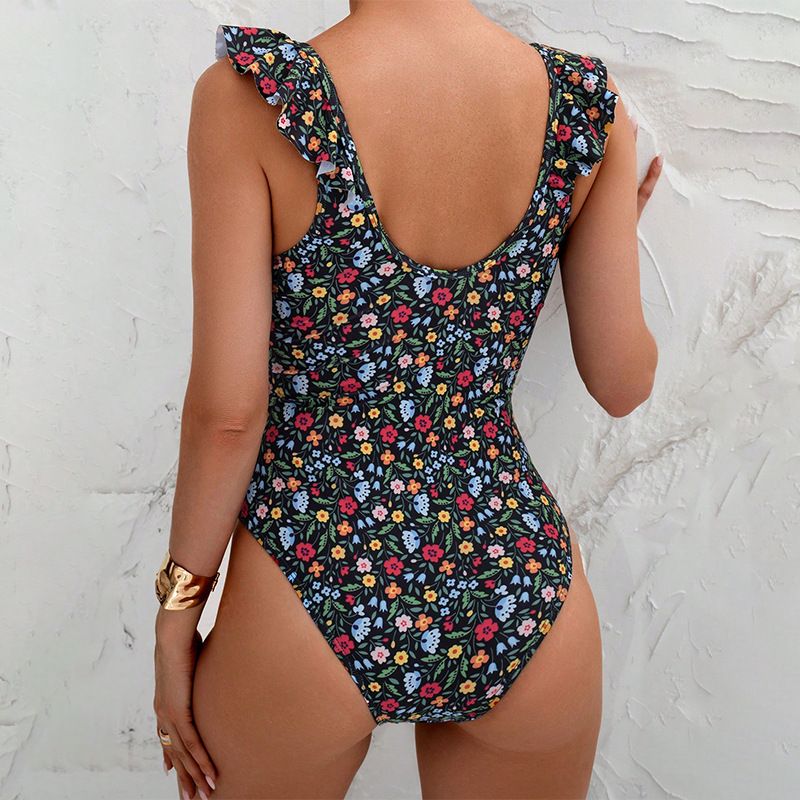 Damenbekleidung Blumen Einteiliger Badeanzug Weiblicher Konservativer Fleischbedeckender Bikini Heiße Quelle Badeanzug_voghion.com