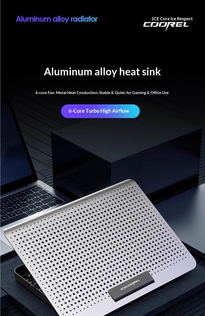 NeoGear Laptop Pad Base 14 pollici Supporto per ventola di raffreddamento per computer portatile Supporto in lega di alluminio Supporto per acqua_voghion.com