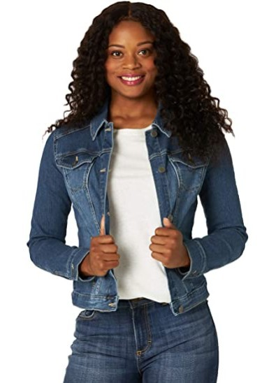 Women's Slim Fit Denim Jacket - Stretch Comfort Short Cropped Coat With Long Sleeves & Classic Collar_voghion.com