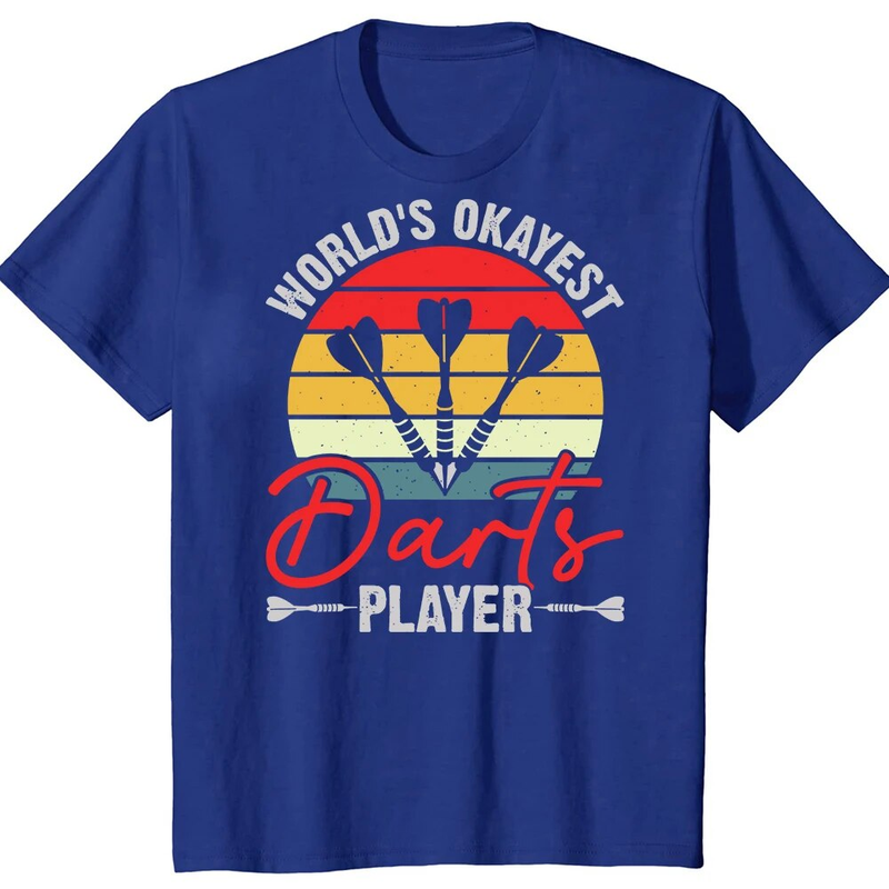 Retro Vintage World’s Okayest Darts Player T Shirts Sommer Grafik Baumwolle Streetwear Kurzarm Geburtstag Geschenke T-shirt_voghion.com