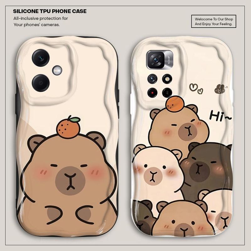 Komik Sevimli Kapibara Telefon Kılıfı Redmi 9 9A 9C 10 10A 12C 10C 13C A2 A1 A2 Plus Lüks Yumuşak TPU Kapak_voghion.com