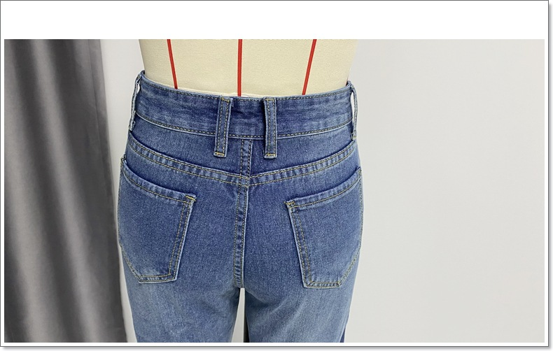 Women's Wash Ripped Loose Straight Jeans_voghion.com