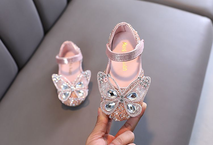 Mädchen Prinzessin Square Mund Strass Bogen Einzelnen Schuh Schuhe Zeigen Tanz Schuh Mädchen_voghion.com
