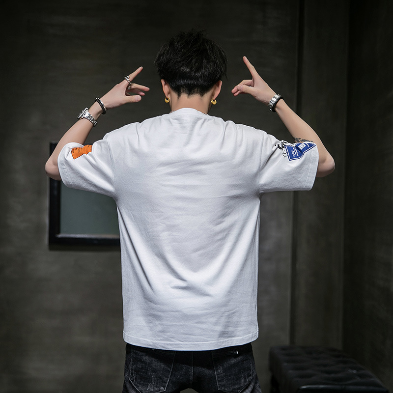 Leisure men's short sleeved summer new product t-shirt men's round neck loose printed pure cotton bottom shirt T-shirt men's fashion_voghion.com