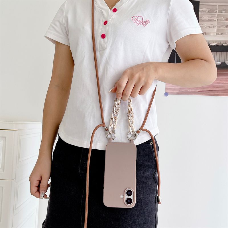Luxury Lanyard Rope Strap Crossbody Case For IPhone 16 14 12 11 13 15 Pro Mini X XS XR Max Plus Acrylic Chain Silicone Cover_voghion.com