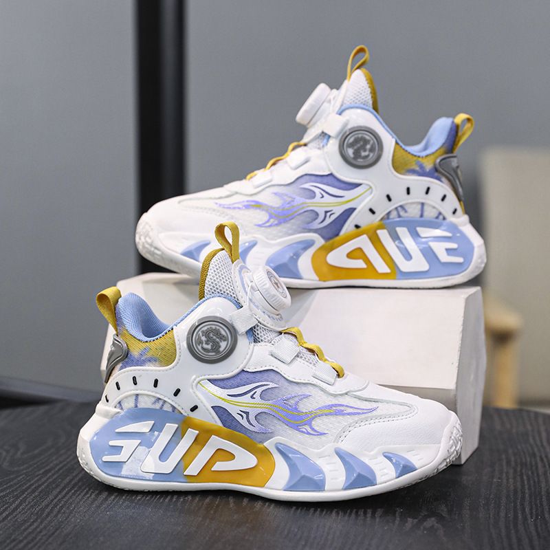 Children's Basketball Boys Spin Buckle Sports Friction Sound All-Season Mesh Breathable Lightweight Training Shoes Girls_voghion.com