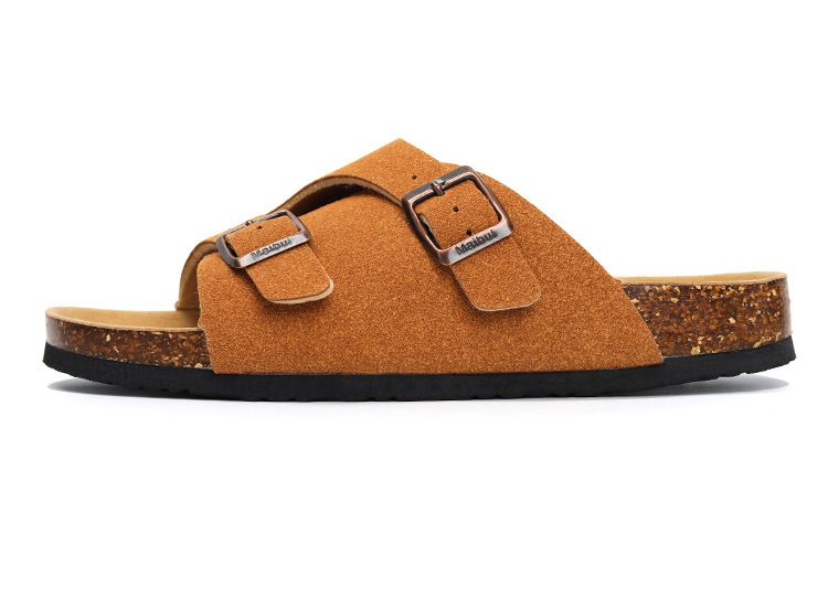 SHLIANG New Summer Men's Soft Wooden Slippers Couple Sandals Beach Shoes Outer Wear Leather Cross-Border Water Sandals Y0574_voghion.com