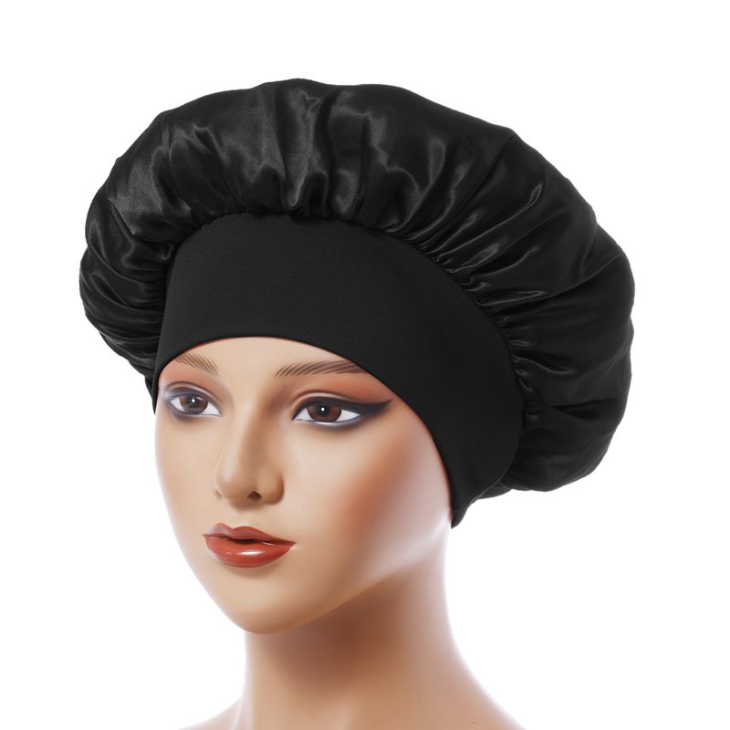 Cuffia da doccia a tesa larga monostrato - Protezione per capelli foderata in raso da 32 cm con elastico alto per donna_voghion.com