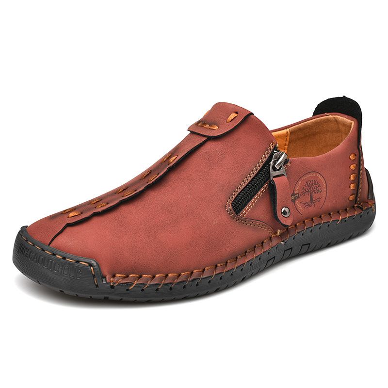 Handgemachte Leder Herrenschuhe Casual Slip On Loafers Atmungsaktive Lederschuhe Herren Flats Hot Sale Mokassins Werkzeugschuhe Übergröße_voghion.com