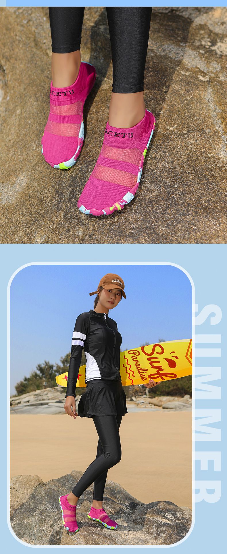 Scarpe da acqua per nuoto, escursionismo, spiaggia, leggere, ad asciugatura rapida, antiscivolo, calzini da acqua a piedi nudi con fori di drenaggio, piscina, surf, yoga, avventure all'aria aperta_voghion.com