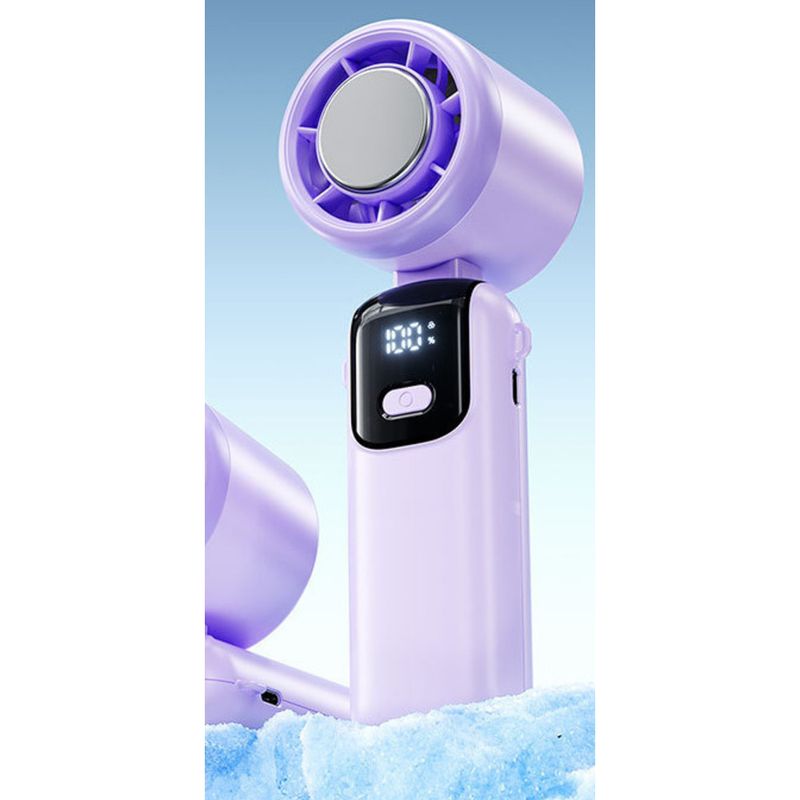 New S17 Handheld Mini USB Silent Strong Wind Digital Display Small Fan Dual Long Battery Life Portable_voghion.com