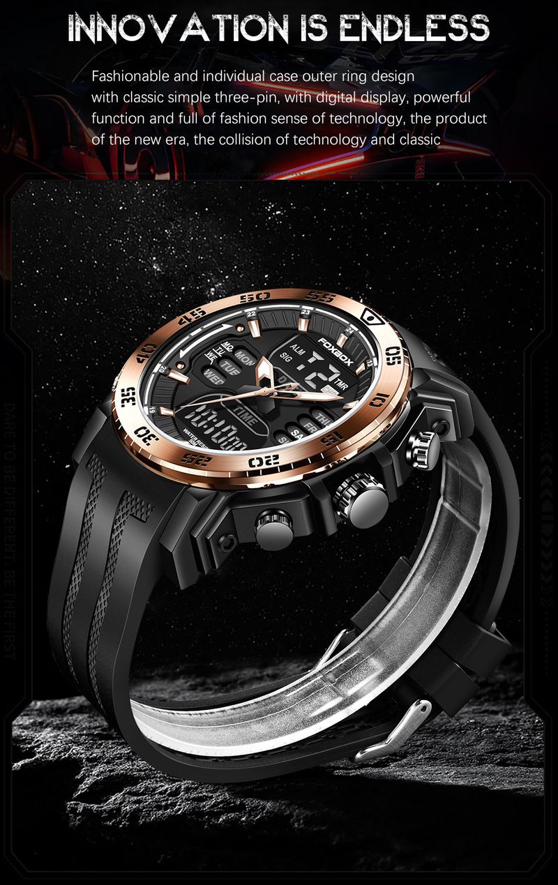 Men's Digital Analog Quartz Watch With Luminous Display, Waterproof, Alarm, And Multifunction Features Watch Alarm Clock_voghion.com
