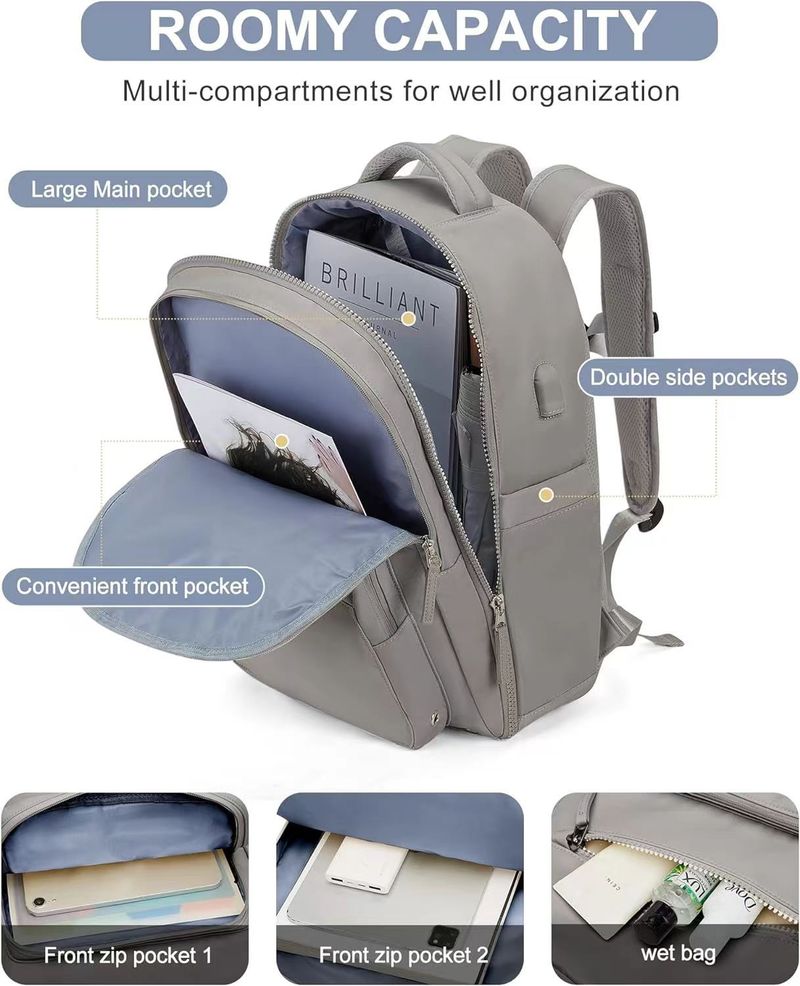 Happypeople Leichter Reiserucksack mit großer Kapazität, wasserdichter Unisex-Handgepäckrucksack mit Laptopfach, strapazierfähiges Oxford-Gewebe_voghion.com