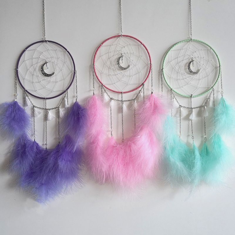 Kreativer Home Moonlight Traumfänger-Anhänger, einfacher handgemachter Traumfänger, Windspiel-Anhänger, Dekoration, DIY-Materialpaket_voghion.com