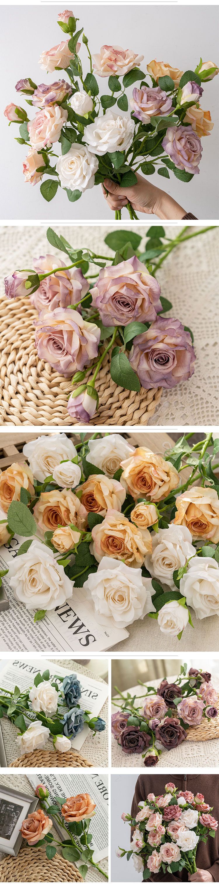 Party Supplies Artificial Flower Sujin Rose Single Rose Artificial Flower Home Decoration_voghion.com