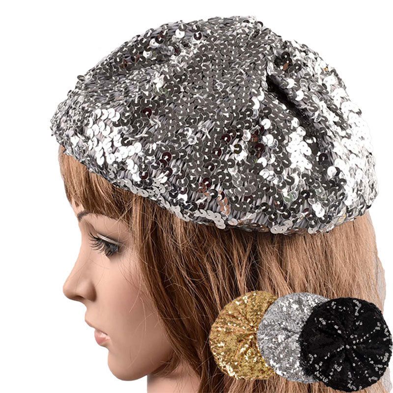 Vendita calda Donna Moda Paillettes Berretto Cappelli Signore Magico Colore Cambiante Palco Performance Cappello Ragazza Glitter Cappello_voghion.com