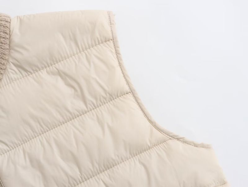 Chaleco de invierno nuevo, informal, sin mangas, cálido, con cuello levantado y retales con cremallera para mujer_voghion.com