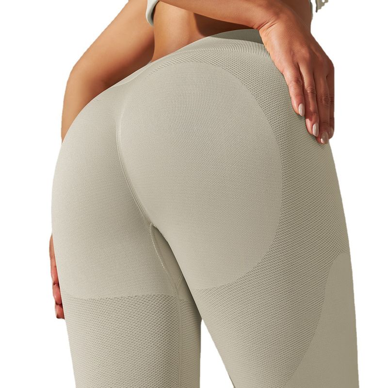 Modeprodukte auf Lager Neue reine Farbe Laufsport-Workout Fünfteiliges Set Stricken Nahtlose Pfirsich-Hüft-Yoga-Kleidung_voghion.com