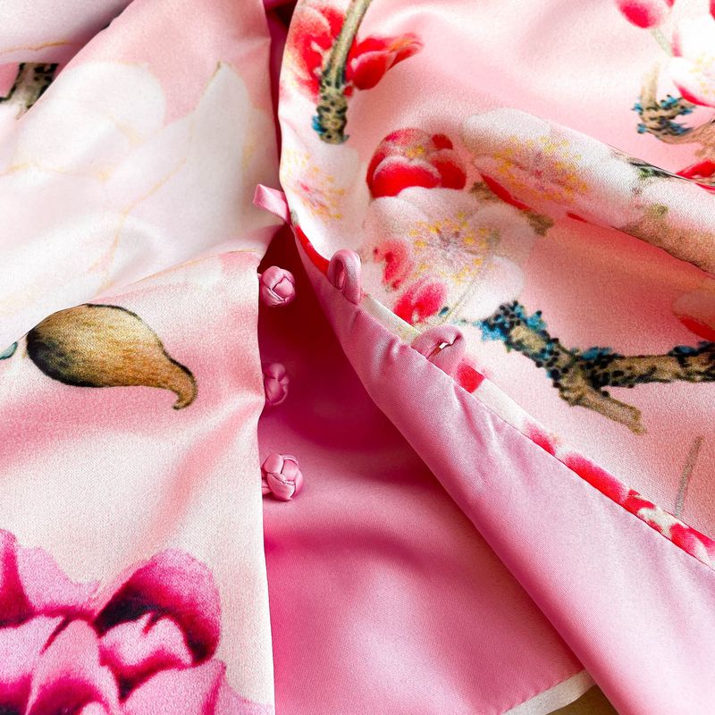 silk double-sided double layer buckle extended scarf, floral print cheongsam shawl, decorative sun protection_voghion.com